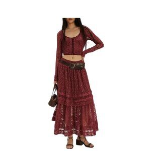 Free People Arcana Lace Crop Top & Maxi Skirt Set